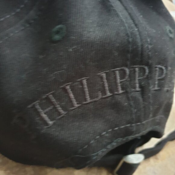 Unisex PHILIPP PLEIN Baseball Cap Hat Black Monogram Hat One Size Strap Back - Picture 3 of 3